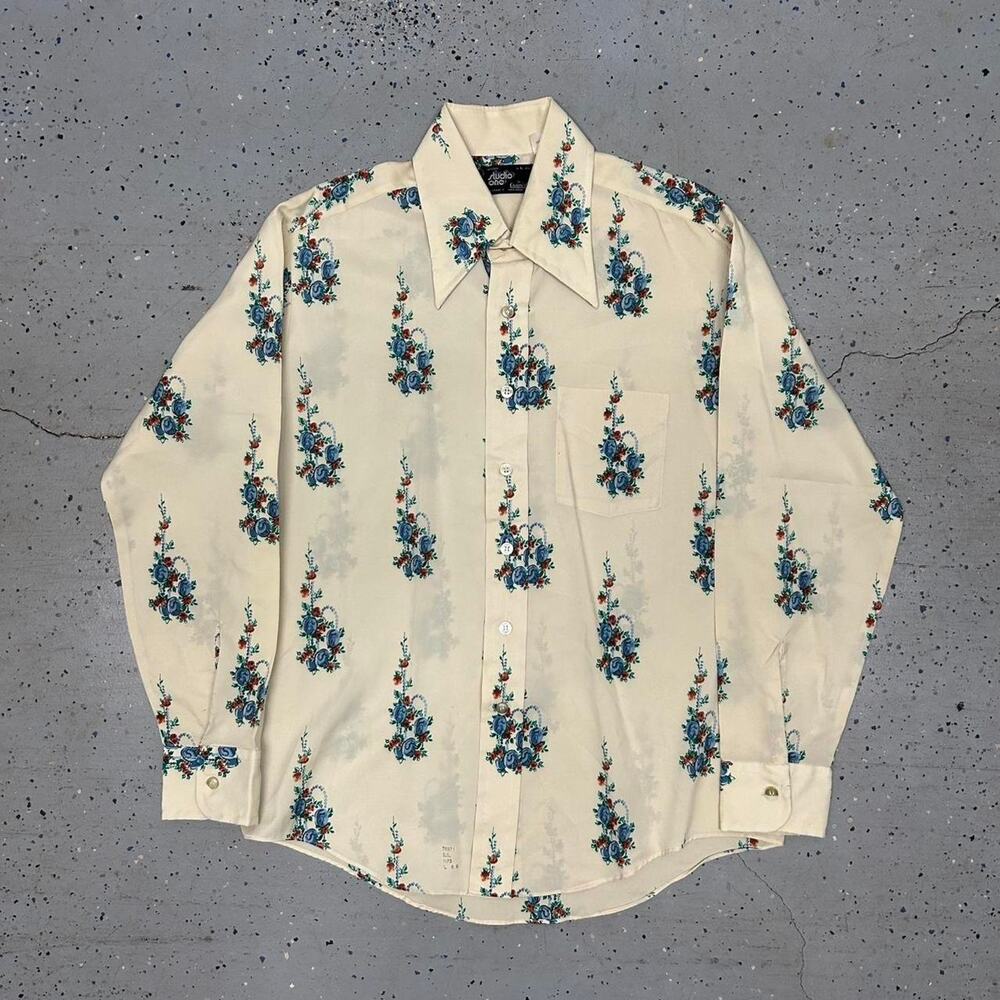 70s floral print button up shirt